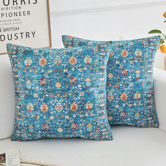Boho Throw Pillow Covers 24x24 inch Set of 2,Boho Vintage Carpet Pattern Antique Ethnic Decor Double Sided Pattern Cushion Cover Soft Pillow Case Living Sofa Room Bed Square Pillow Cover