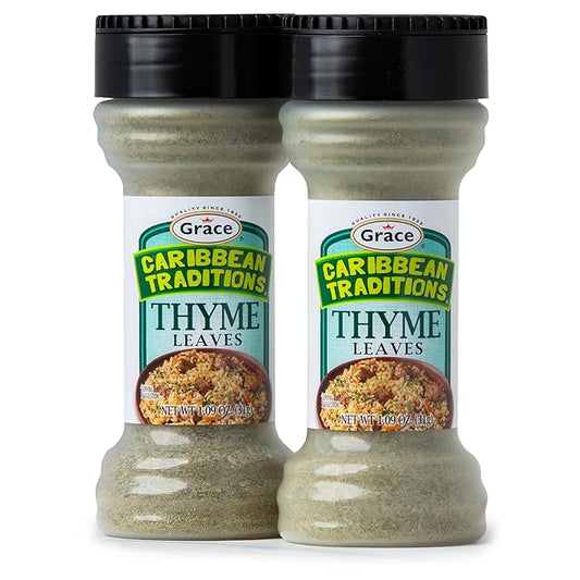 Grace Caribbean Traditions Thyme Leaves - 2 Pack - Thyme Fresh Tomillo Seco Seasoning - Dried Thyme Seasoning Herb Spices for Cooking