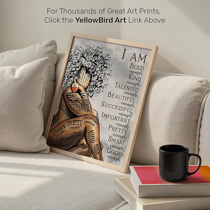 Black Woman Art Wall Decor 11x14 - African American Wall Art - Inspirational Prints - Empowering Print for Women Bedroom - Motivational Black Girl Artwork - Positive Quotes Decor