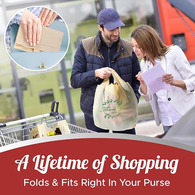 Simply Cool 300 Pack Reusable Thank You Eco-Friendly Grocery T-Shirt Shopping Bags 21.5”x12.2”x7.2” Durable, Recyclable Shopping Bags Washable, Foldable, Portable Tote Bags Bulk