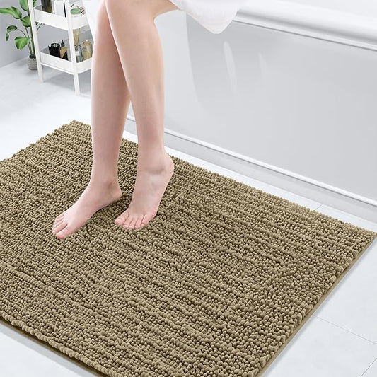Arotive Luxury Chenille Bathroom Rug Mat, Extra Soft Thick Absorbent Shaggy Bath Rugs, Non-Slip Machine Wash Dry, Plush Bath Mats for Bathroom, Shower and Tub, 40x32, Camel