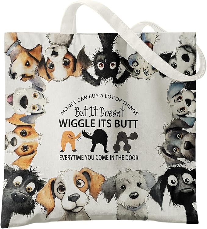 Dog Mom Canvas Tote Bags - Reusable Grocery Bags for Shopping, Funny Dog Lover Gifts for Women