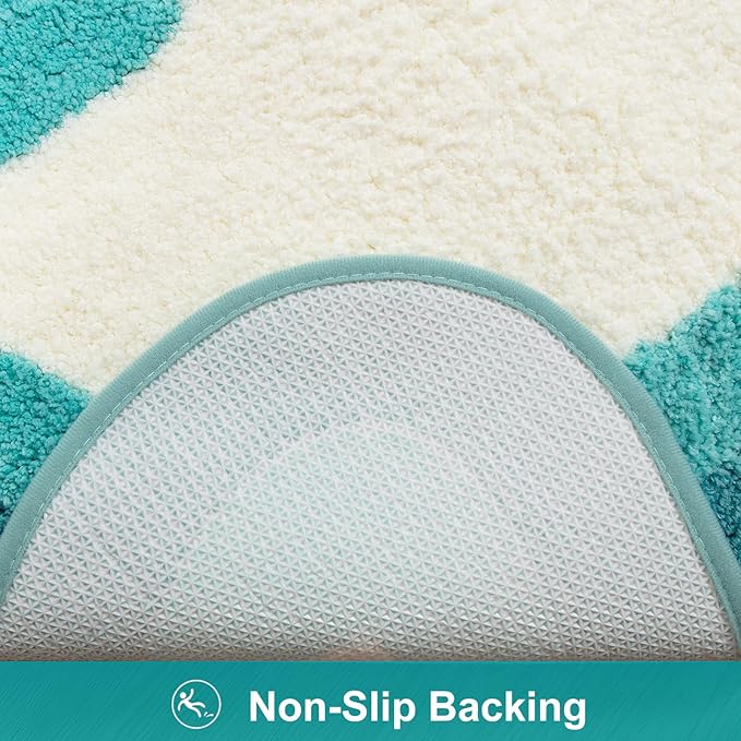 HAOCOO Washable Irregular Shape Bathroom Rugs, 18x25 inch Soft Non Slip Gradient Small Bath Mat, Microfiber Absorbent Shower Rug for Sink Tub Shower