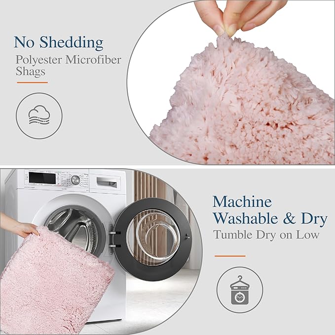 Walensee Large Bathroom Rug (24 x 36, Dusty Pink) Extra Soft and Absorbent Shaggy Bath Mat Machine Washable Microfiber Non Slip Luxury Floor Mat