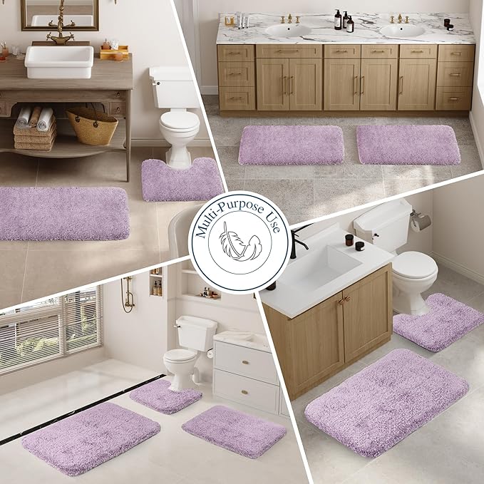 Walensee Large Bathroom Rug (24 x 60, Lavender) Extra Soft and Absorbent Shaggy Bath Mat Machine Washable Microfiber Non Slip Luxury Floor Mat
