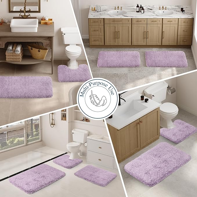 Walensee Large Bathroom Rug (24 x 72, Lavender) Extra Soft and Absorbent Shaggy Bath Mat Machine Washable Microfiber Non Slip Luxury Floor Mat