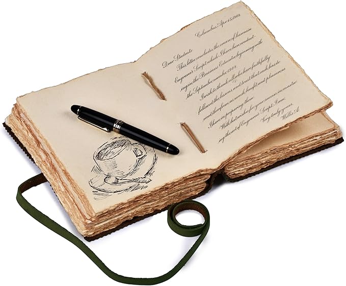 LEATHER VILLAGE Leather Bound Floral Embossed Journal for Women Men - 200 Pages, 6”X4”(A6), Green - Book of Shadows, Vintage Blank Paper Travel Diary, Notebook for Writing, Drawing, Sketchbook