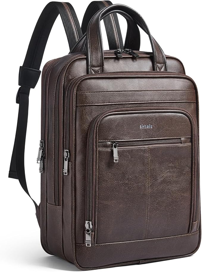Shrrie 15.6" Laptop Backpack,Business Work Backpack Briefcase,Durable Computer Backpack for Office,Travel,College,Two-toned Coffee