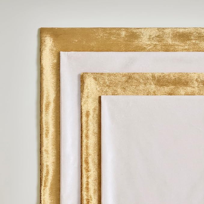 GIGIZAZA Velvet Pillow Covers 16x16,Ivory Gold Soft Throw Pillow Covers Set of 4 Square Decorative Modern Pillows Covers for Living Room