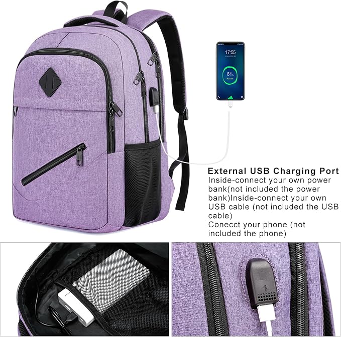 BIKROD Backpack for Girls Women, School Backpack for Teen Boys, Lightweight Casual High School Bookbag, Daily-use Travel Laptop Backpack with USB Charging Port Fits 15.6 Inch Notebook