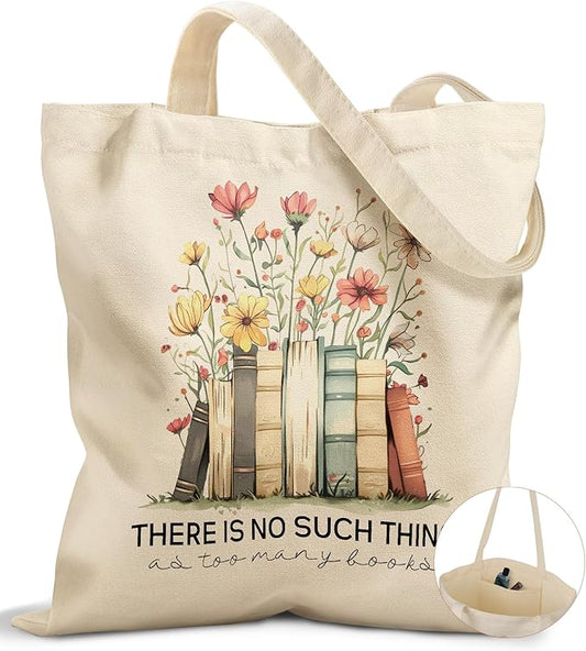 Canvas Tote Bag for Women - Aesthetic Canvas Totes with Pockets Cute Reusable Cloths Ladies Shoulder Bag