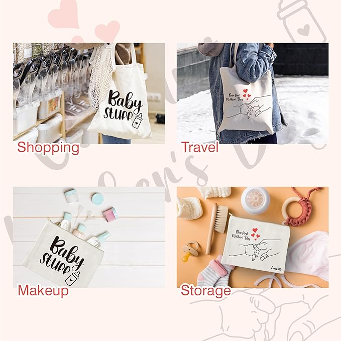 Mama Canvas Bag Mommy Cotton Tote Mummy Canva Tote Women Reusable Grocery Mother Gift Mom Shoulder Bag With Zipper Pocket Makeup Cosmetic Pouch