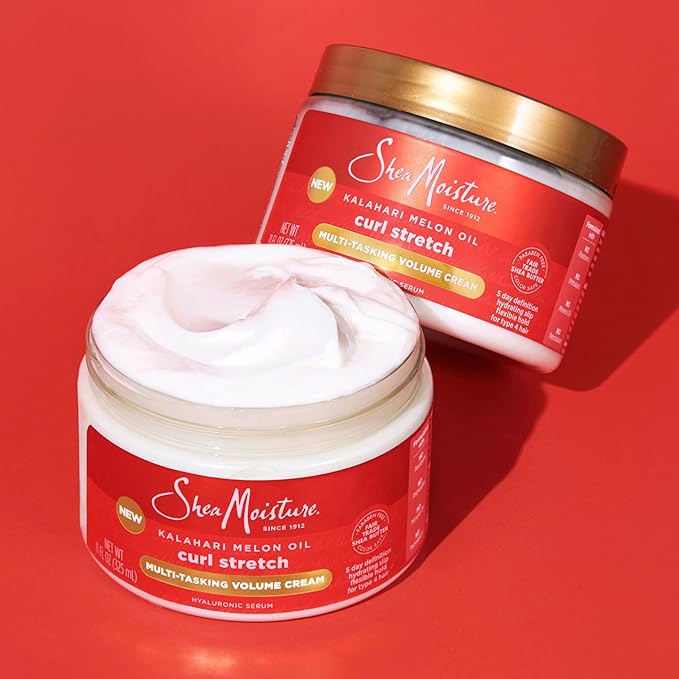 SheaMoisture Curl Stretch Multi-tasking Volume Cream Kalahari Melon Oil and a Tropical Vacation Scent With Hydrating Hyaluronic Serum, Defines Type 4 Curls For Days 11 Fl Oz