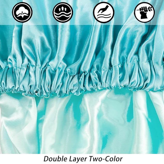 Satin Bonnet Silk Bonnet Hair Bonnet for Sleeping-Slouchy Beanie Hat Satin Sleep Cap for Women's Natural & Curly Hair(Mint Green)