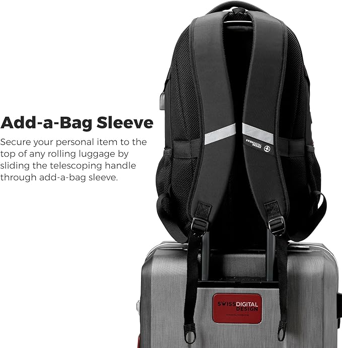 Swissdigital Design Laptop Backpack with USB Charging Port, Travel Backpack Fits 15.6 inches Computer, 31L College School Backpack for Men, Tan/Black | SD803