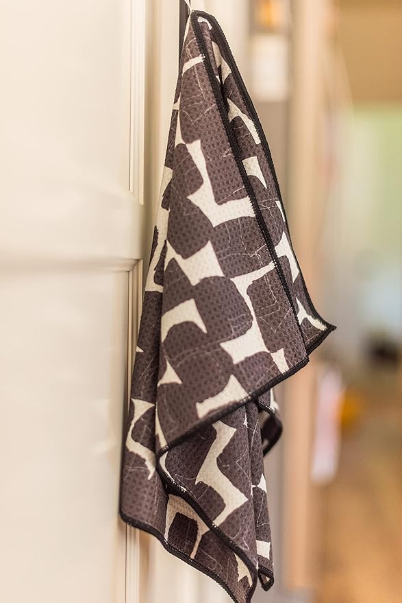 || 3 Pack|| Kitchen Towels || Dish Towels || Tea Towels || Highly Absorbent || Hanging Loop || Dish Cloths || Modern || Designer Prints (Beige/Black)