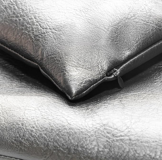 Faux Leather Throw Pillow Cover 16X16 Inch Set of 2 Black Outdoor Modern Farmhouse Solid Decorative Pillow Covers for Room Couch Living Bedroom Bed Sofa