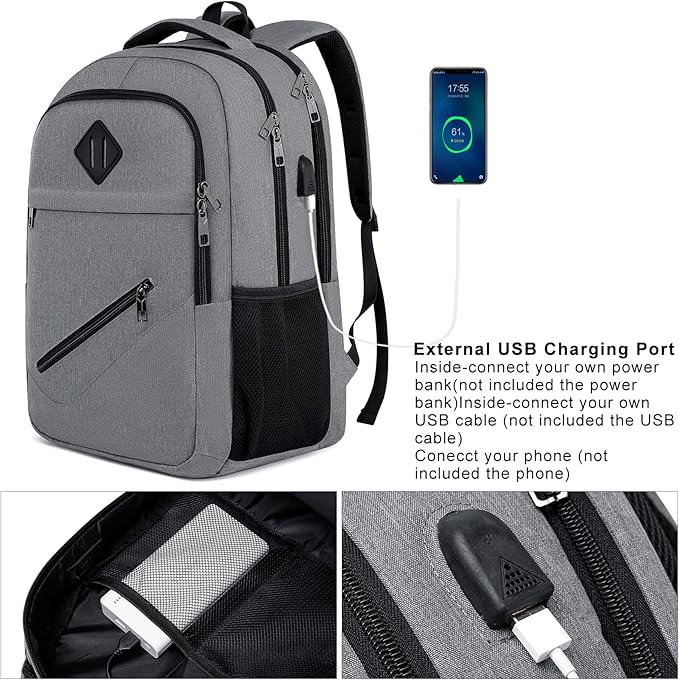 Backpack, School Backpacks for Teen Boys & Girls, Student Bookbag Fits 17.3 Inch Laptop with USB Charging Port, Water Resistant Travel Backpack, Sturdy Anti Theft Computer Bag Gifts Men Women
