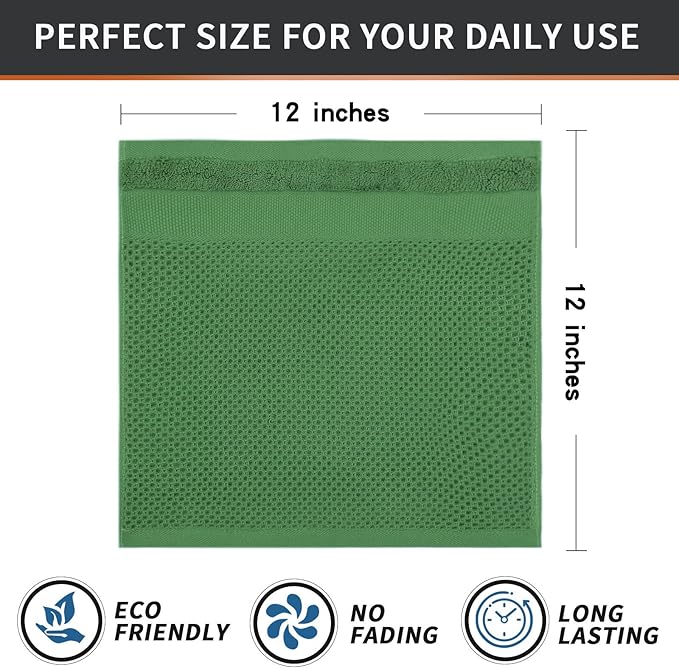 Homaxy 100% Cotton Dish Cloths, 6 Pack - 12 x 12 Inches, Waffle Weave Super Soft and Absorbent Dish Towels Quick Drying Dishcloths, Grass Green