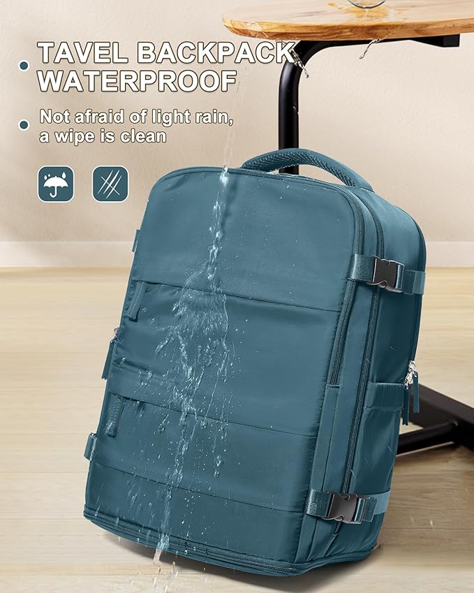 coowoz Large Travel Backpack Carry On for Women Man Waterproof Gym Backpacks Mochila de Viaje Travel Bag Essentials Teacher Personal Item Backpack Rucksack Airplane Accessories Must Haves Peacock Blue