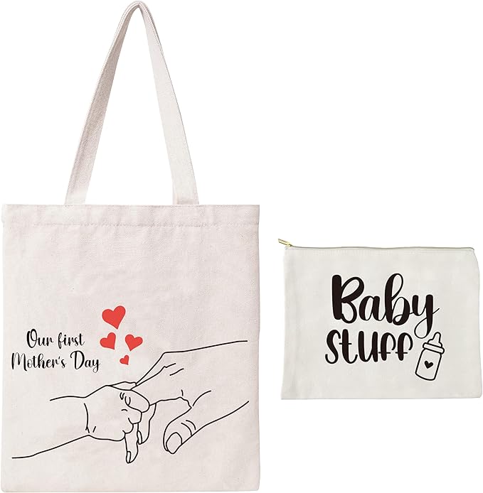 Mama Canvas Bag Mommy Cotton Tote Mummy Canva Tote Women Reusable Grocery Mother Gift Mom Shoulder Bag With Zipper Pocket Makeup Cosmetic Pouch