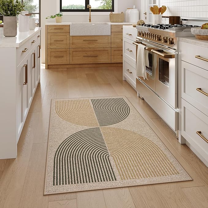 Lahome Rainbow Front Door Mat, 32"x48" Washable Non Slip Entry Way Rugs Indoor, Farmhouse Neutral Non Slip Non Shedding Lightweight Floor Carpet for Kitchen Bedroom Porch