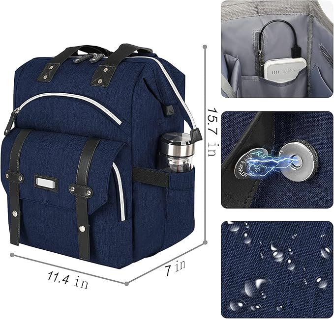 FALANKO Laptop Backpack for Women, Doctor Teacher Work Bookbag College Shoulder Bag with USB Port RFID Anti-theft, Nurse Travel Business Bag for Men Women Fit 15.6 Inch Computer