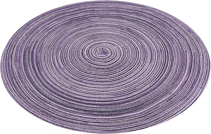 SHACOS Round Placemats Set of 4 Round Table Placemats Braided Cotton Place Mats 15 inch for Kitchen Dining Table Holiday Party (Light Purple, 4)