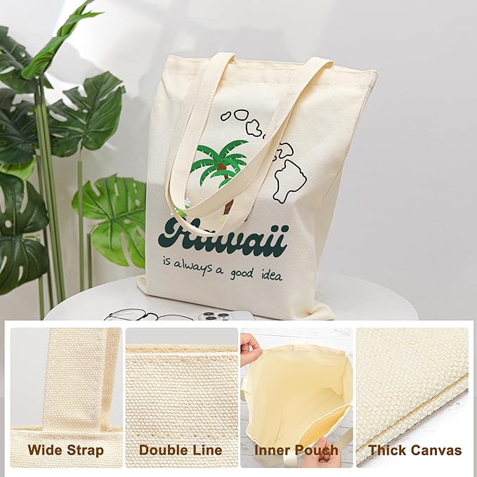 Tote Bag for Women, Canvas Tote Bag with Pockets,Canvas Shopping Bags,Reusable Grocery Bags