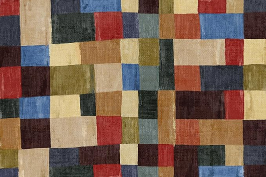 MontVoo -Bath Mat-Non Slip Thin Bathroom Rugs Fit Under Door- Quick Dry Absorbent Faux Suede Surface Grey Bathroom Floor Mats-Shower Rug for in Front of Bathtub Shower Retro Colors Plaid 17x27.5