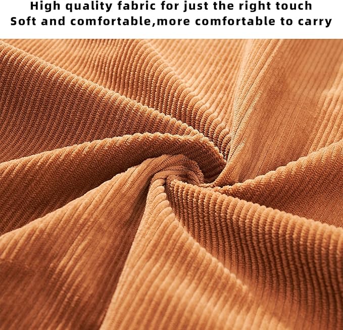 KALIDI Women Corduroy Tote Bag Zipper Casual Tote's Handbag Big Capacity Shoulder Bag with Pockets