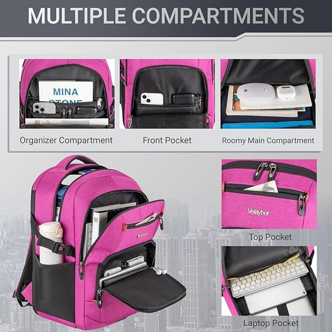 40L Expandable Laptop Backpack, Anti-thief Travel Backpack with USB Charging Port, Airline Approved Business Waterproof Carry on Luggage, Fits 15.6" Laptop for Men Women