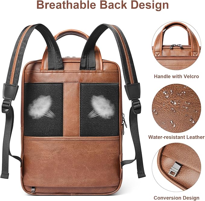 Shrrie 15.6" Laptop Backpack,Business Work Backpack Briefcase,Durable Computer Backpack for Office,Travel,College,Two-toned Brown