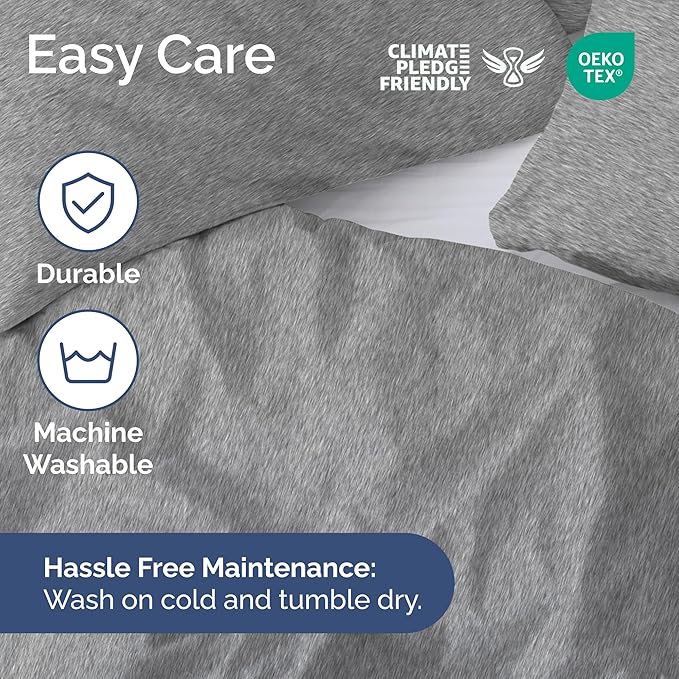 Duvet Cover Full Size Set - Extra Soft Full Size Duvet Cover 80 x 90 with 2 Pillow Shams - Hotel Luxury Easy Care & Fade Free w/Zipper Closures & Ties - Comfy Breathable Bedding Set (Heathered Grey)