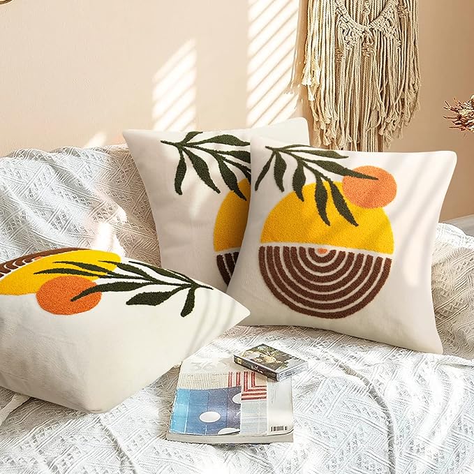 Merrycolor Abstract Boho Sun Throw Pillow Covers 18x18 Mid Century Modern Pillow Covers Boho Pillows Decorative Throw Pillow Case Minimalist Bohemian Aesthetic Pillow Covers for Bed Couch Home,1PC