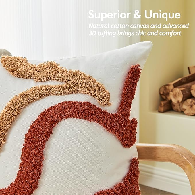 lifein 12x20 Pillow Covers-Throw Pillow Cover,Tufted Boho Jacquard Pillow Covers,Farmhouse Decorative Pillow Cover,Pillow Cases for Couch,Sofa,Bed,Chair,Living Room,Home Decor(12x20inch)