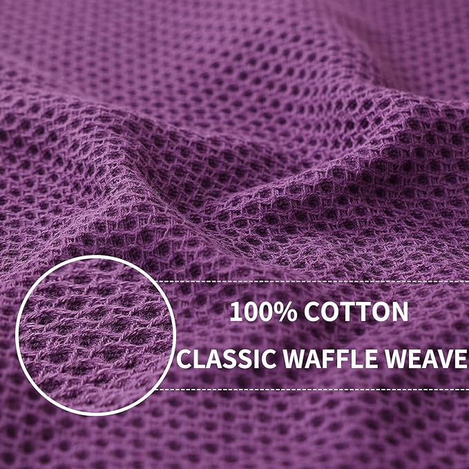 Homaxy 100% Cotton Waffle Weave Kitchen Dish Cloths, Ultra Soft Absorbent Quick Drying Dish Towels, 12 x 12 Inches, 8-Pack, Purple