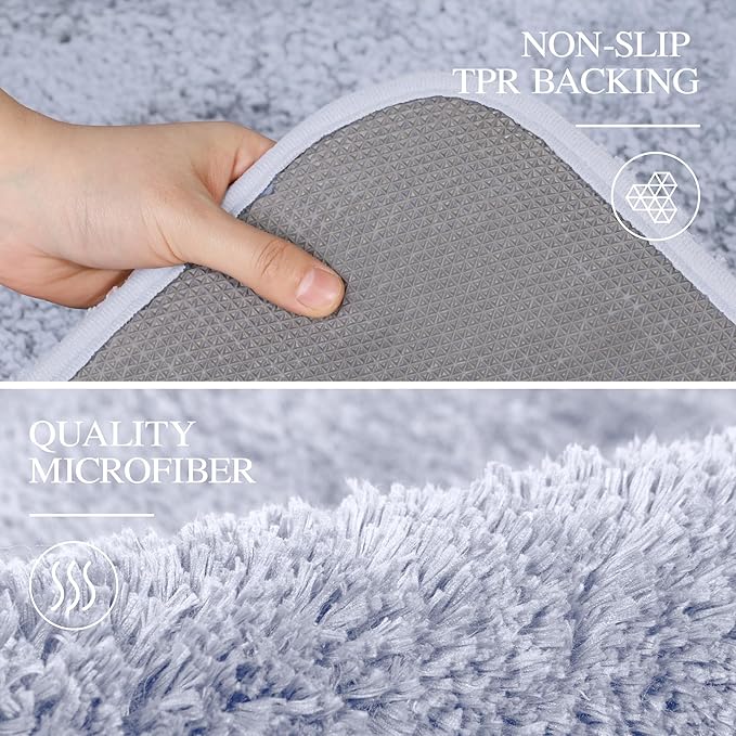 Walensee Large Bathroom Rug (24 x 40, Growing Blue) Extra Soft and Absorbent Shaggy Bath Mat Machine Washable Microfiber Non Slip Luxury Floor Mat