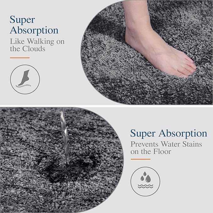 Walensee Large Bathroom Rug (24 x 72, Dark Grey) Extra Soft and Absorbent Shaggy Bath Mat Machine Washable Microfiber Non Slip Luxury Floor Mat