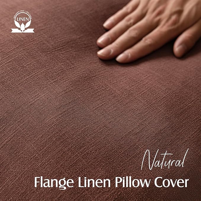 Foindtower Pack of 2, Decorative Linen Soild Throw Pillow Covers Soft Accent Euro Cushion Case Boho Farmhouse Pillowcase for Chair Couch Sofa Bedroom Living Room Home Decor 16 x 16 Inch Rust Red