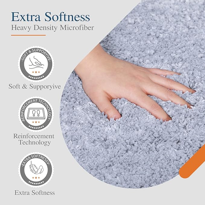 Walensee Large Bathroom Rug (24 x 40, Growing Blue) Extra Soft and Absorbent Shaggy Bath Mat Machine Washable Microfiber Non Slip Luxury Floor Mat