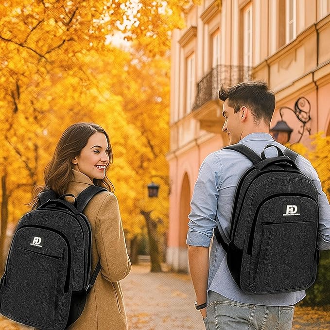 Large Travel Laptop Backpack, Business Anti Theft Slim Sturdy 18 Inch Laptops Bag with USB Charging Port, Waterproof College Computer Bag Gift for Men & Women Fits 18 Inch Notebook, Black