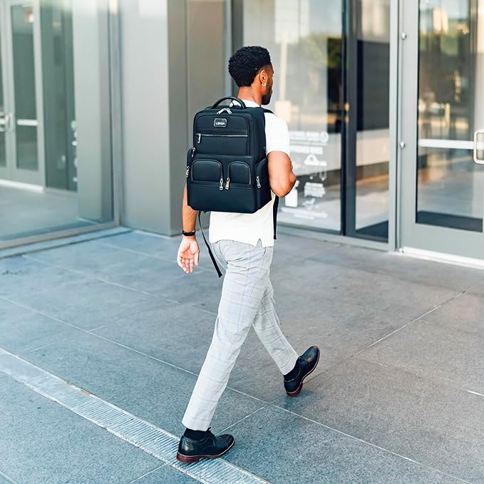 Laptop Business Backpack for Men & Women, Work Backpack Fits 15.6 Inch, Premium Quality Travel Bag with USB Charging Port, Water-Resistant, Durable Ballistic Nylon, Bookbag with Multiple Pockets