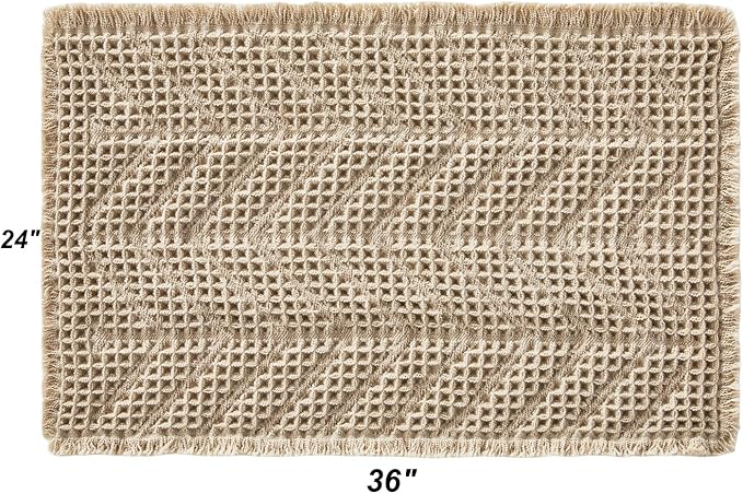 Bath Mats,Upgraded Waffle Super Absorbent Bath Mat,Bathroom Rugs Non Slip Washable, Quick Dry Shower Mats, Ultra Soft Bath Mats for Bath Floor,Brown,24"*36"
