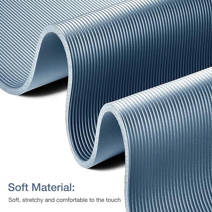 Yoga Mat Non Slip NBR Thick Yoga Mat, 72"L x 32"W x 0.6"TH (185cm x 80cm x 15mm), Anti-Tear Exercise Mat with Carrying Strap and Bag, Workout Mats for Yoga, Pilates and Floor Exercises