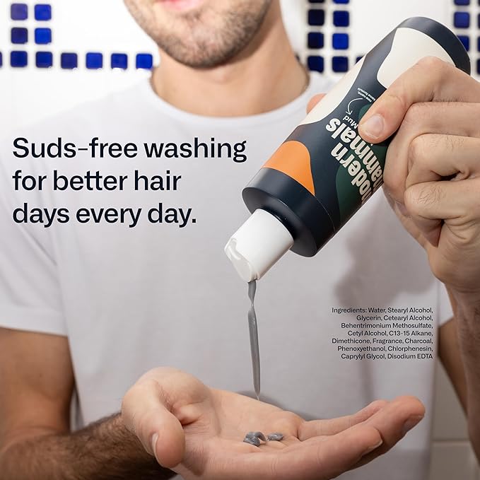 Modern Mammals Men's Shampoo Alternative I Sulfate Free CoWash I Enhances Natural Hair Volume I Lather Free, Cleansing, Hydrating, Replaces Conditioner, 2 in 1, I Barber Recommended I 8oz bottle