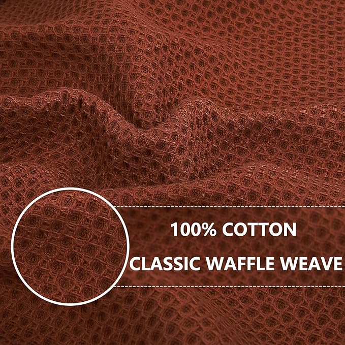 Homaxy 100% Cotton Waffle Weave Kitchen Dish Cloths, Ultra Soft Absorbent Quick Drying Dish Towels, 12 x 12 Inches, 8-Pack, Rust