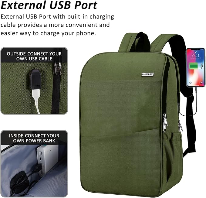 MAXTOP Deep Storage Laptop Backpack with USB Charging Port[Water Resistant] College School Computer Bookbag Fits 17 Inch Laptop