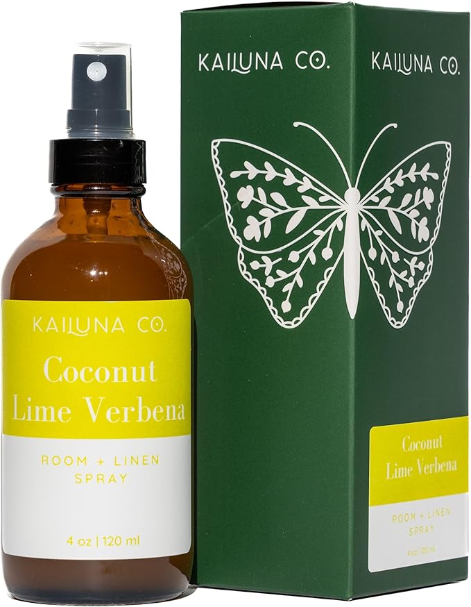 Coconut Lime Verbena Artisan Natural Room and Linen Spray with Pure Essential and Fragrance Oils, Small Batch, Made in California (4 oz)