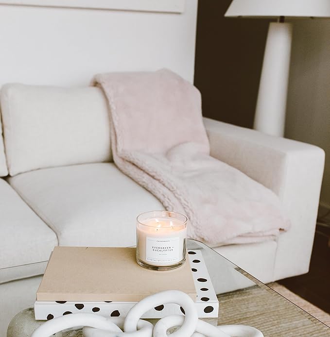 Calyan Wax Co. 3 Wick Candle, Oakmoss + Amber Scented Candle, 43 Hour Burn Time, 3 Wick Soy Candles, Non Toxic & Vegan Soy Wax, Glass Jar Scented Candles, 14.9oz